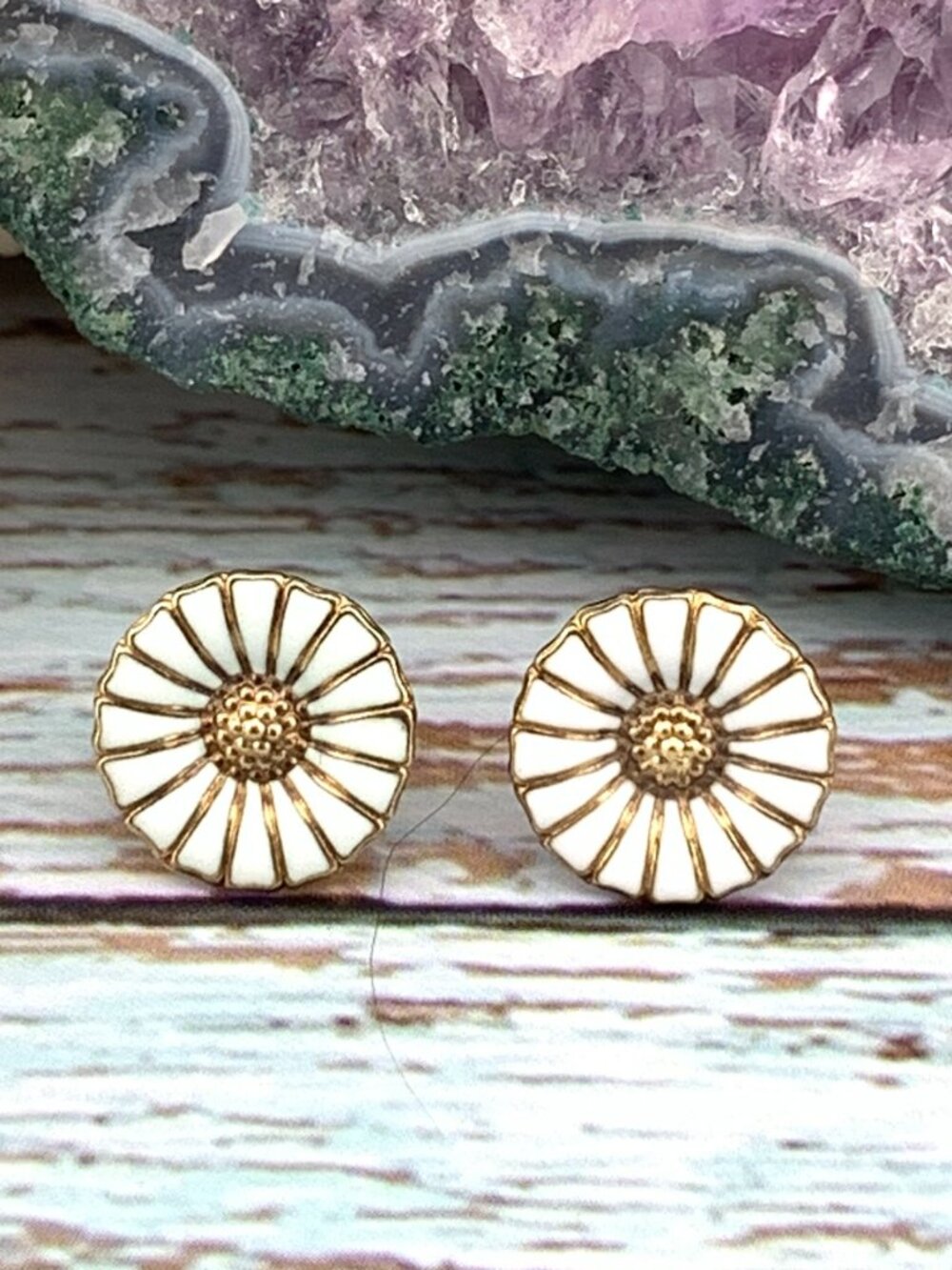 Georg Jensen Daisy Sterling Silver 18k Gold Plated Earrings J1440